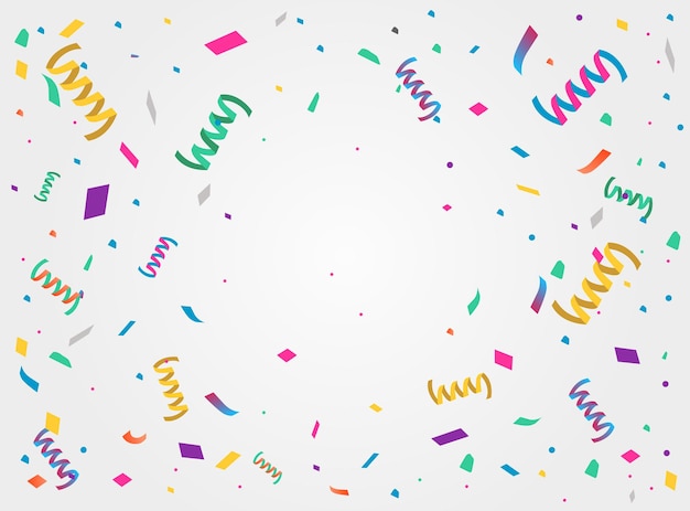 Vector birthday festive background with colorful confetti vector illustration