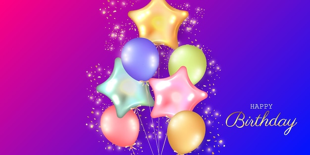 Birthday festive background with helium balloons.