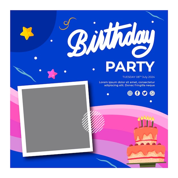 Vector birthday flyer square template