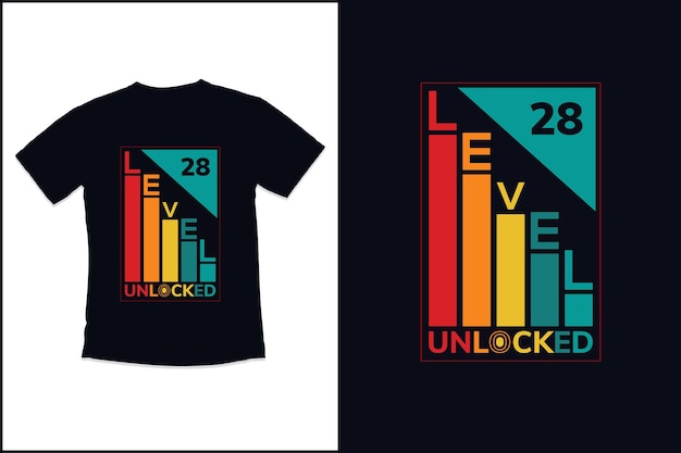 Birthday gaming vintage t shirt design for level unlocked modern quotes typography t shirt design