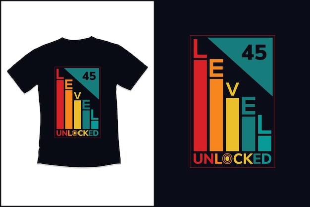 Birthday gaming vintage t shirt design for level unlocked modern quotes typography t shirt design