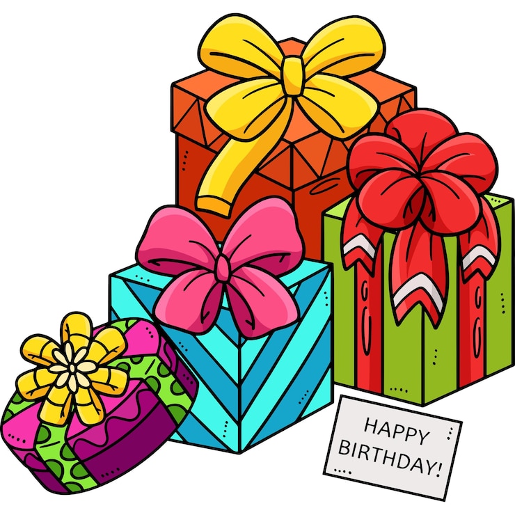 Vector birthday gift cartoon colored clipart illustration