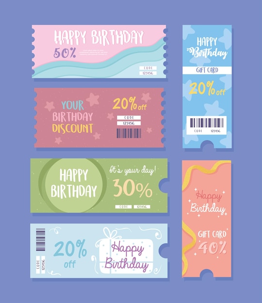 Vector birthday gifts card icons