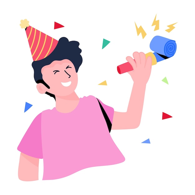 Birthday girl flat sticker icon, editable design