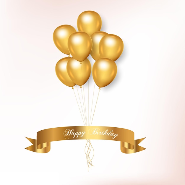 Birthday golden balloons background with realistic background