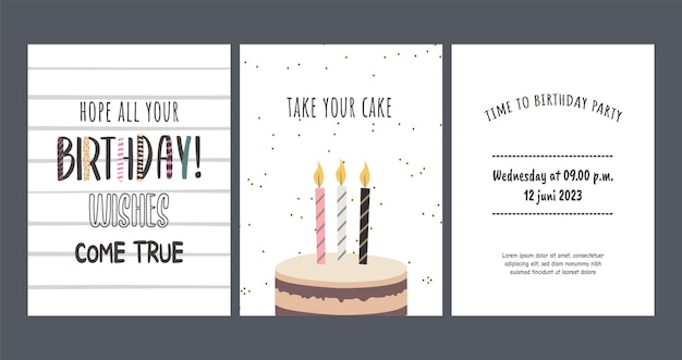 Vector a birthday greeting card set