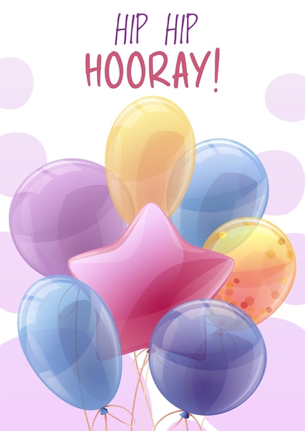 Birthday greeting card template Banner flyer with colorful balloons Happy birthday Invitation design for holiday anniversary party
