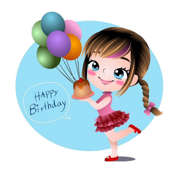Vector birthday greeting celebrate cute character cartoon model emotion illustration