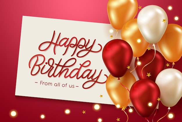 Vector birthday greeting vector template design. happy birthday text in board empty space with red.