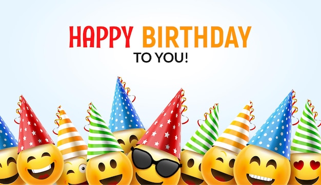 Birthday happy smile greeting card. vector birthday background 3d colorful character design.