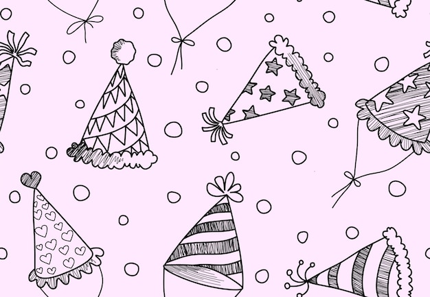 Birthday hats seamless pattern.