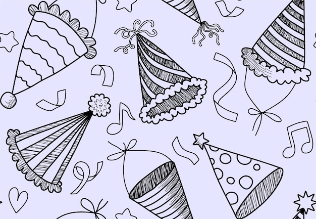 Birthday hats seamless pattern.