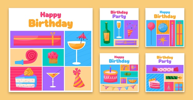 Vector birthday instagram post template