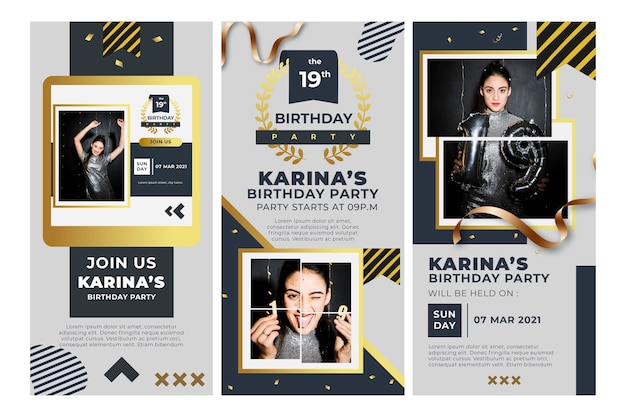 Vector birthday instagram stories template