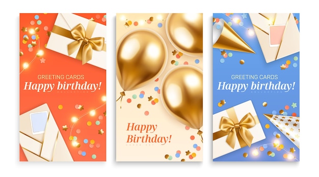 birthday invitation card in realistic style