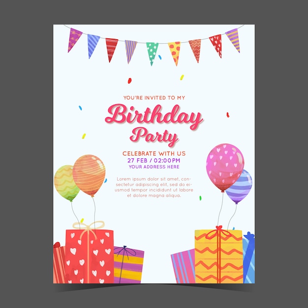 Birthday invitation card template