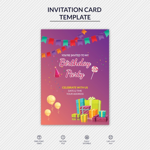 Birthday Invitation Card Template