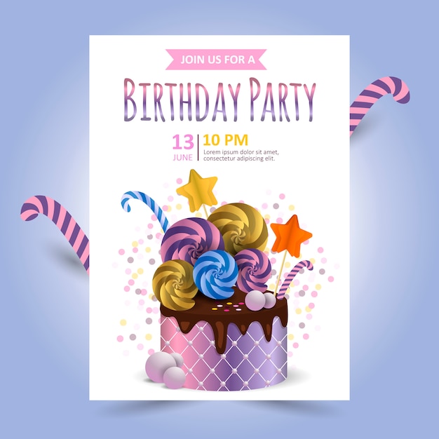 Vector birthday invitation card