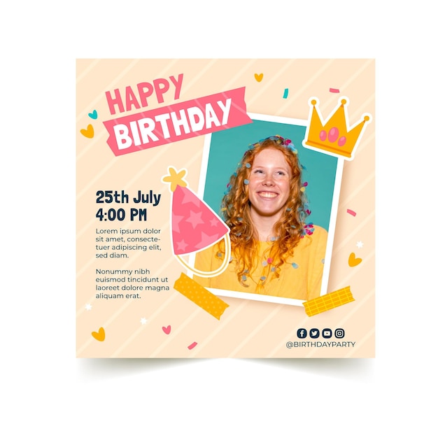 Birthday invitation flyer template