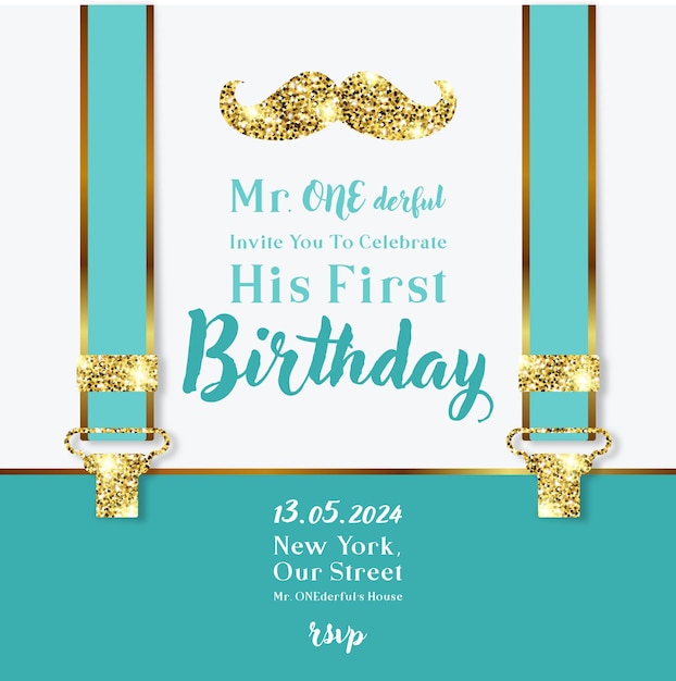 Vector a birthday invitation for mr. one.