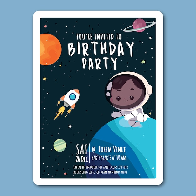 Birthday invitation template in flat style