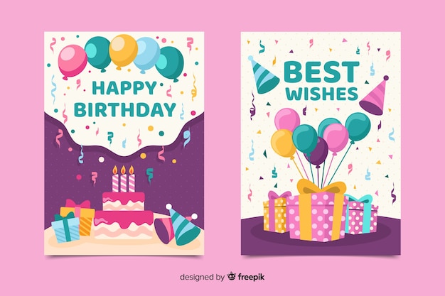 Birthday invitation template in flat style