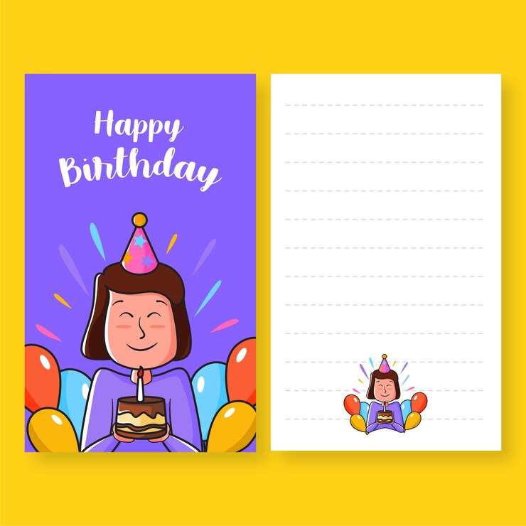 Birthday invitation template in flat style