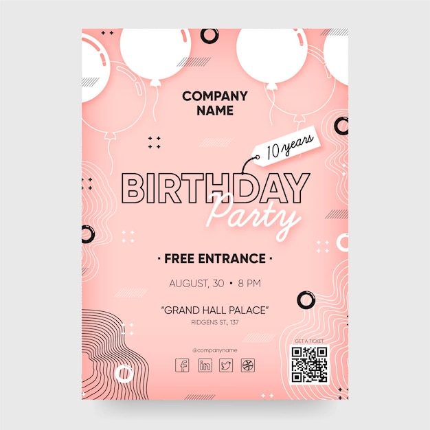 Birthday invitation template with illustration