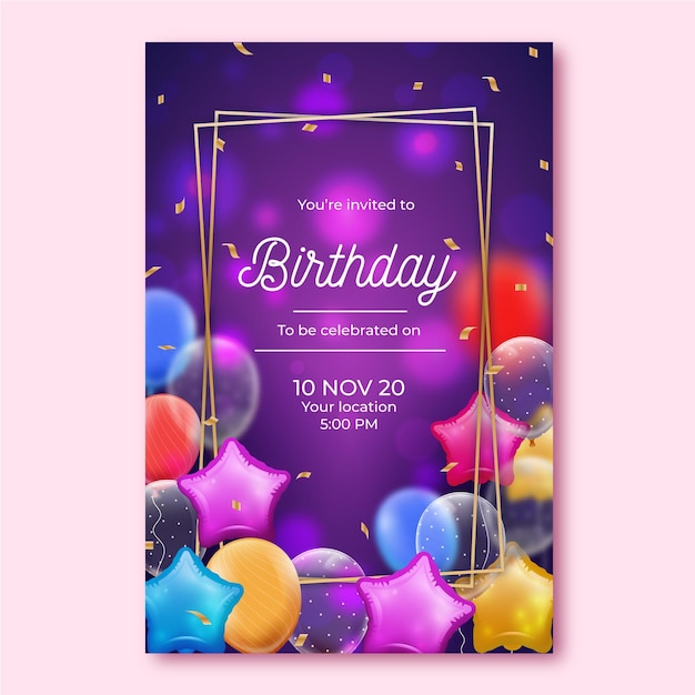 Vector birthday invitation template