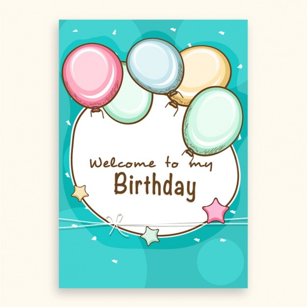 Vector birthday invitation with decorative balloons