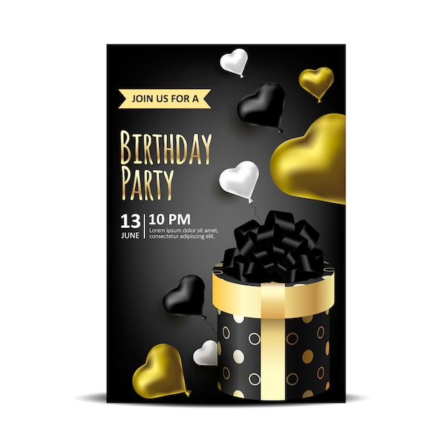 Vector birthday invitation with packing boxes