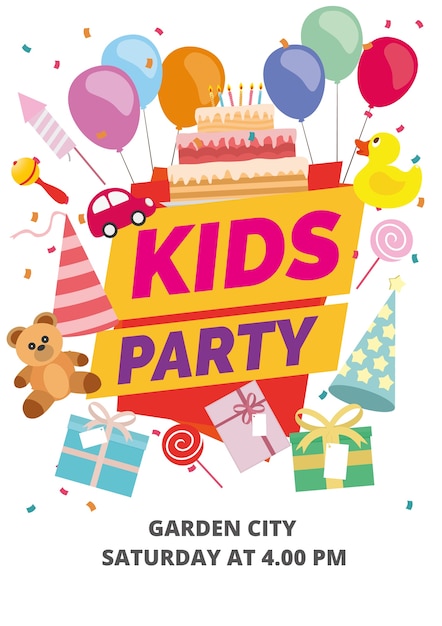 birthday invitation with party elements