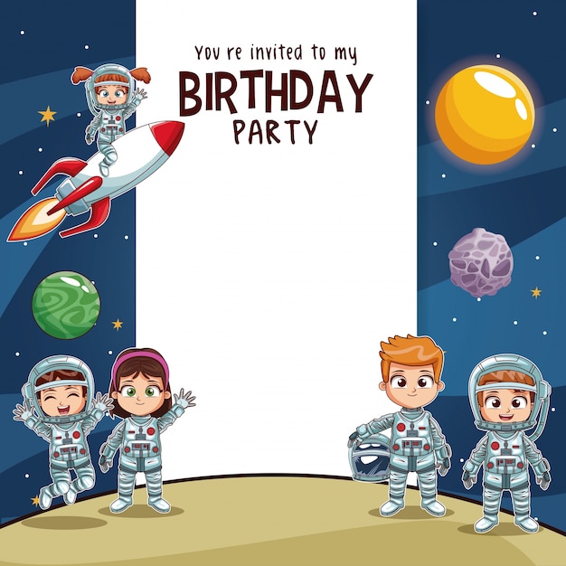 Vector birthday kids invitation party card