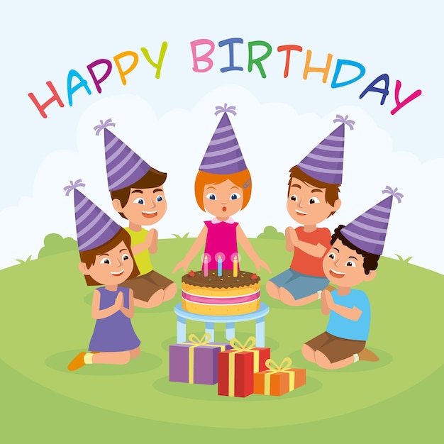 생일 키즈 파티 일러스트 벡터