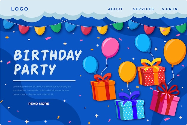 Birthday landing page template