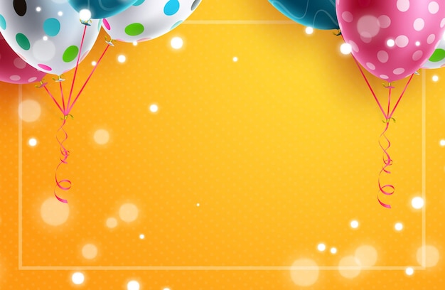 Birthday messages vector template design. colorful balloons with pattern floating.