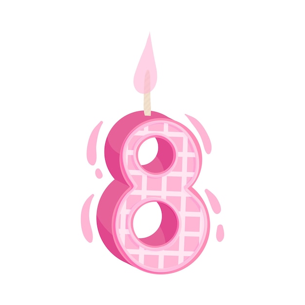 Birthday number candle as festive cake decoration element vector illustration