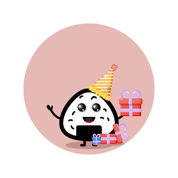 Compleanno onigiri simpatico personaggio mascotte