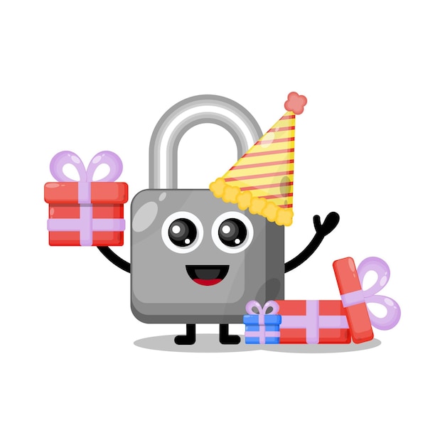 Birthday padlock cute character mascot