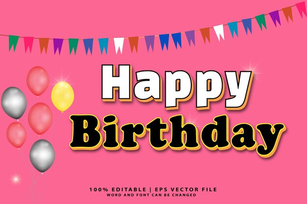 Birthday party 3d editable text