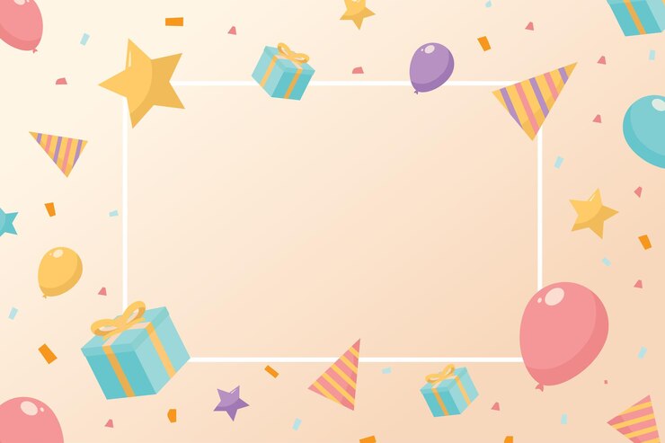 Vector 생일 파티 배경 배너 풍선 별과 선물 상자 터 평면 일러스트레이션 미니멀리스트