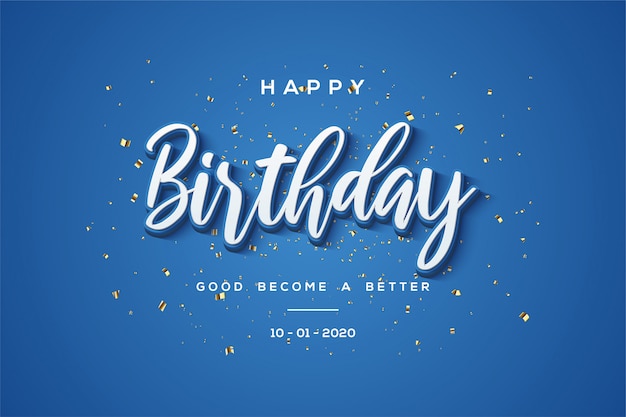Vector birthday party background with white  text on a blue background.