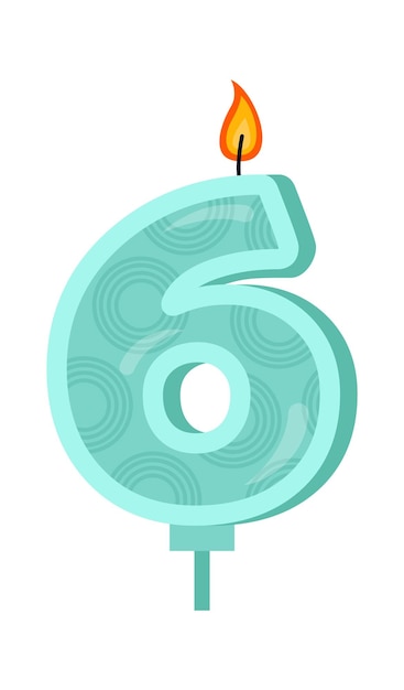 Birthday party candle with number six vector illustration