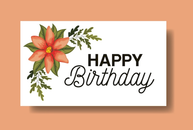 birthday party card with floral frame