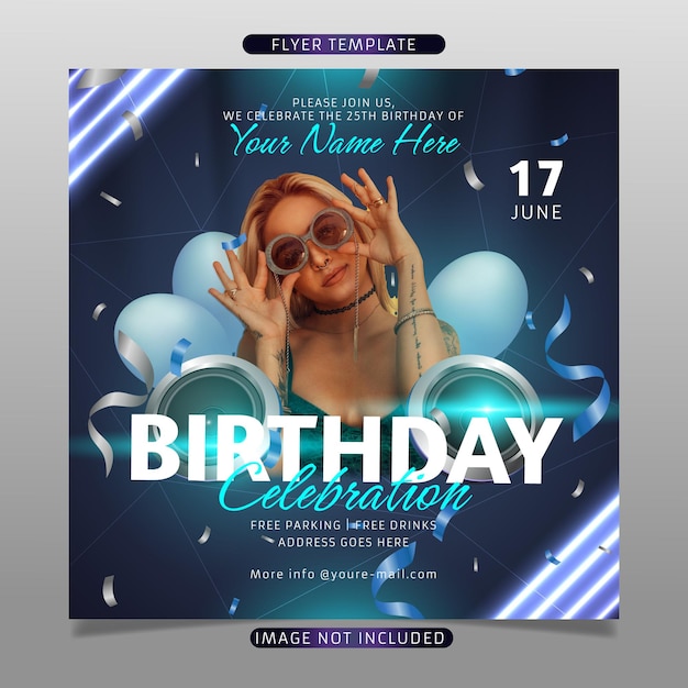 Vector birthday party celebration flyer template