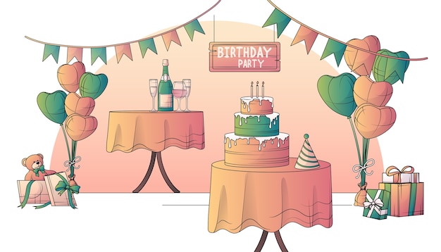 Vector birthday party composition