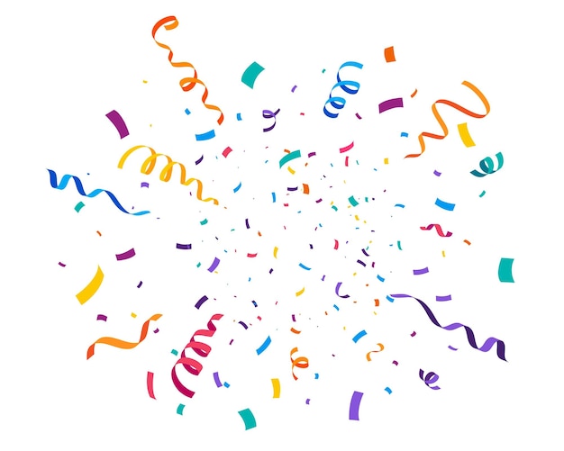 Birthday party confetti background festive ribbons