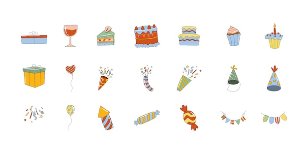 birthday party element collection illustration