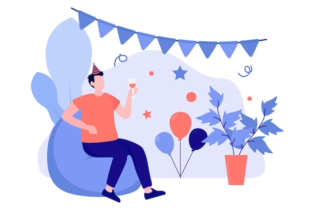 Vector birthday party flat design illustration