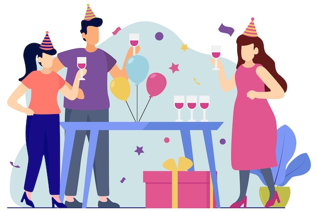 Vector birthday party flat design illustration